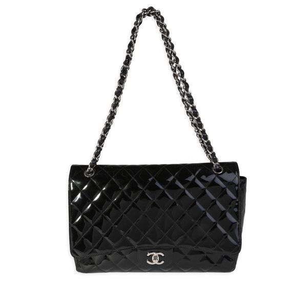 Chanel Black Quilted Patent Leather Maxi Classic Single Flap Bag - Picture 4 of 8